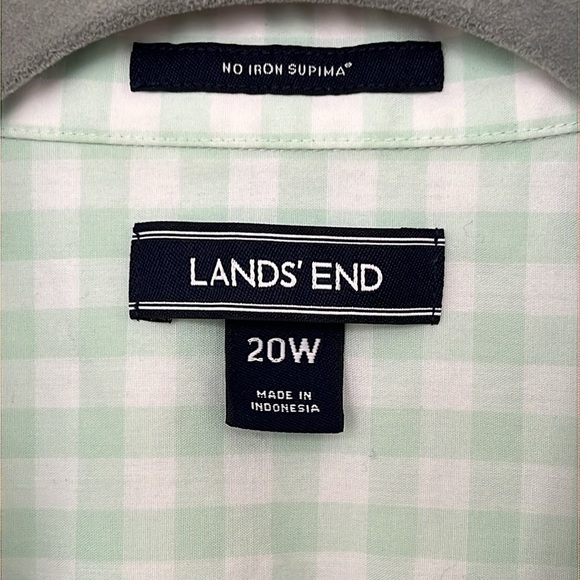 Lands End Sleeveless Mint Green and White Plaid Blouse - Picture 2 of 5